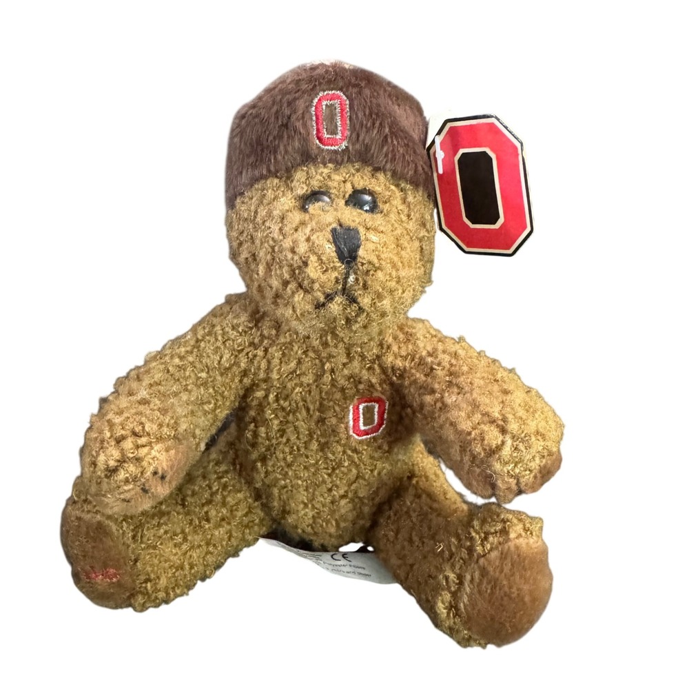 Vtg 2004 Ohio State Buckeyes Buddy Teddy Bear OSU Plush 6" Mascot Buckeye Cap